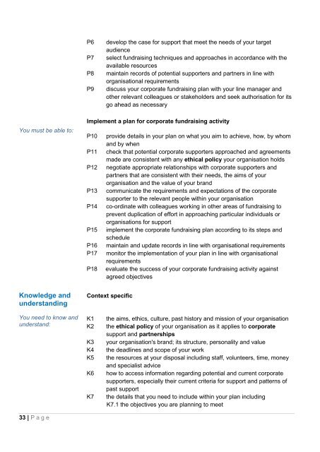 National Occupational Standards for Fundraising - Skills - Third Sector