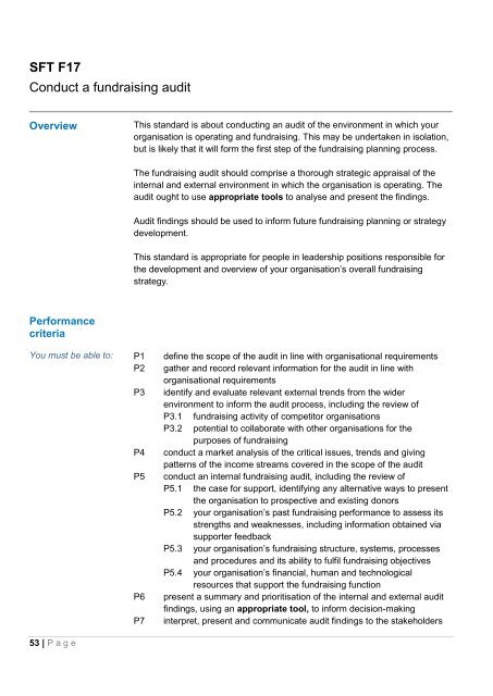 National Occupational Standards for Fundraising - Skills - Third Sector