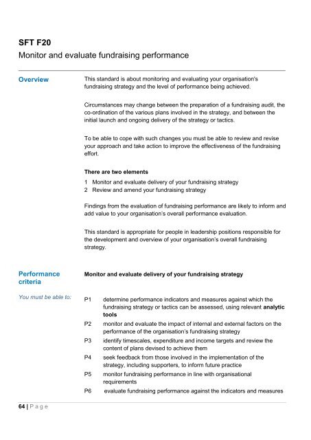 National Occupational Standards for Fundraising - Skills - Third Sector