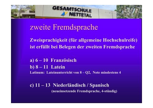 Die gymnasiale Oberstufe an der Gesamtschule Nettetal