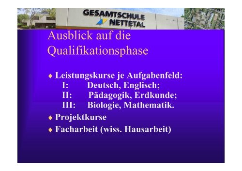 Die gymnasiale Oberstufe an der Gesamtschule Nettetal