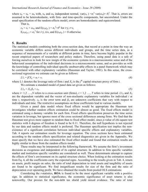 Determinants of Capital Structure for Turkish Firms: A Panel Data ...