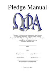 This manual is dedicated to youâthe pledges of Omega Phi Alpha ...