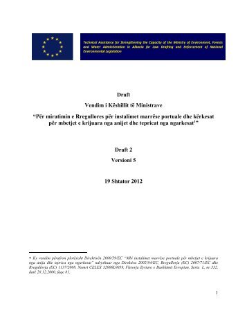 Draft Vendim i Këshillit të Ministrave “Për miratimin e ... - Riciklimi.al