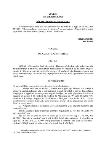 për incinerimin e mbetjeve - Riciklimi.al