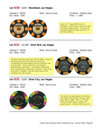 2006 Auction Catalog Part 6 - Casino Chip & Gaming Tokens ...