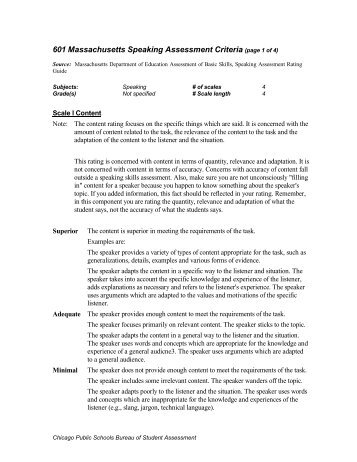 601 Massachusetts Speaking Assessment Criteria (page 1 of 4)