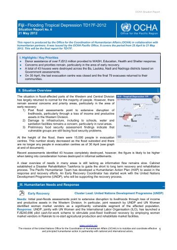 OCHA Situation Report #6 - Pacific Humanitarian Team