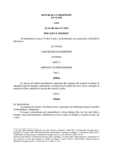 për lejet e mjedisit - Riciklimi.al