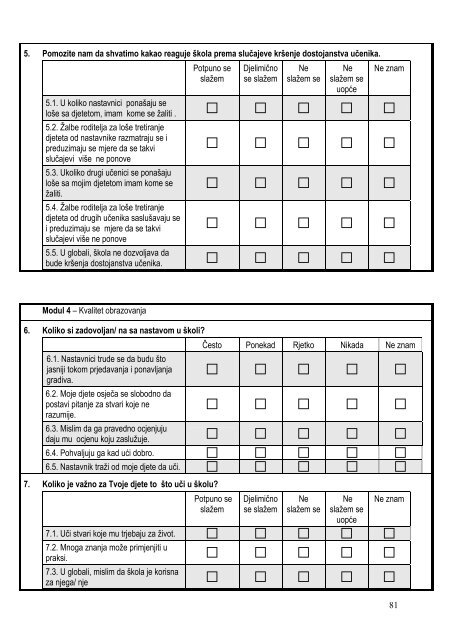 Report of the situation of children's rights in the field of education