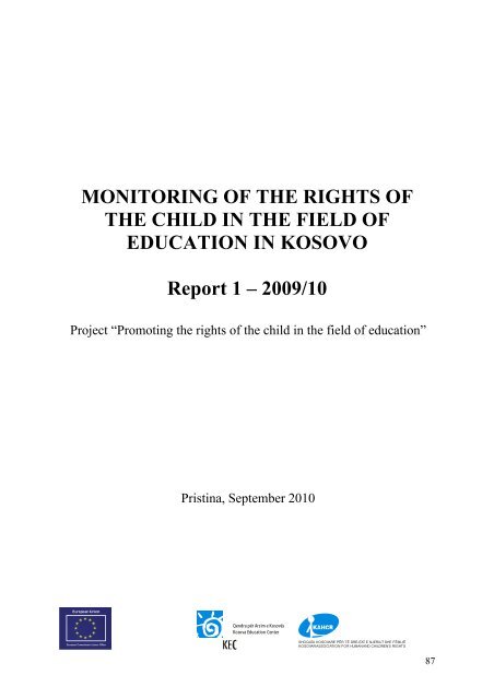 Report of the situation of children's rights in the field of education