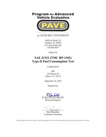 SAE J1321 (TMC RP-1102) Type II Fuel Consumption Test - pavetrack