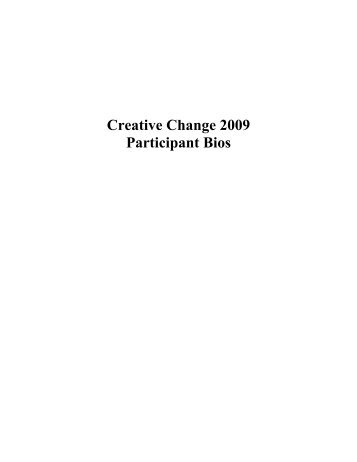 Creative Change 2009 Participant Bios - The Opportunity Agenda