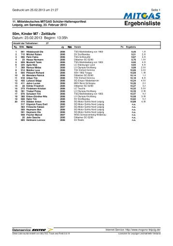 Ergebnisliste - SG MoGoNo eV