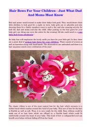 Hair Bows For Your Children - Just What Dad And Moms Must Know