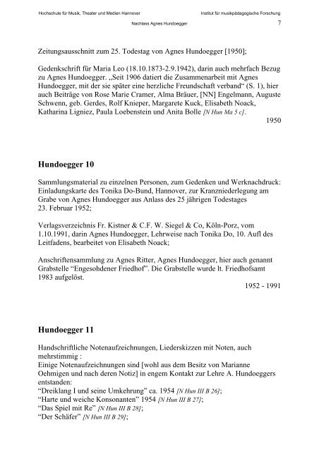 Agnes Hundoegger - IfMpF - Hochschule für Musik, Theater und ...
