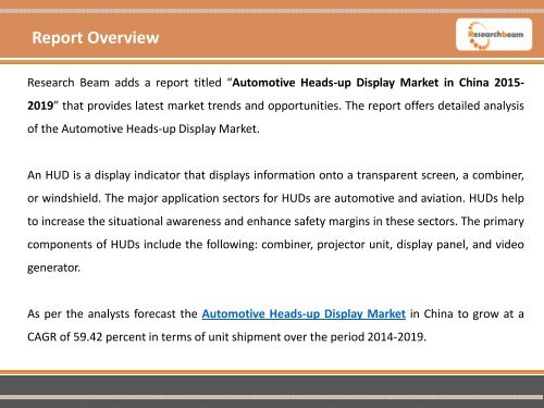 Automotive Heads-up Display Market in China 2015-2019