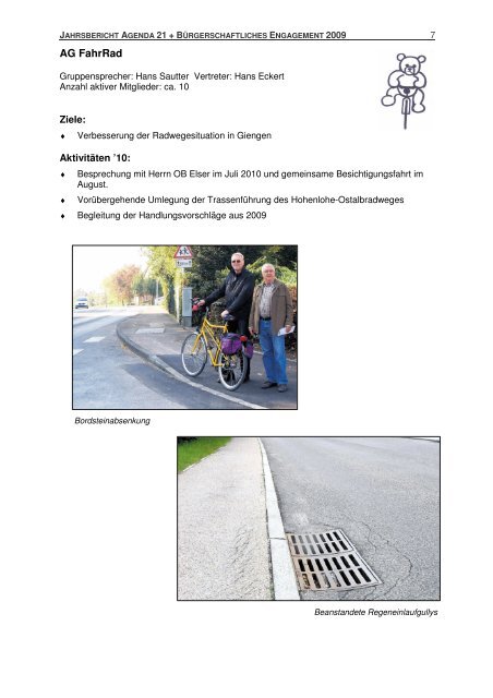 A) AGENDA 21 / Bericht aus den Arbeitsgruppen - Stadt Giengen
