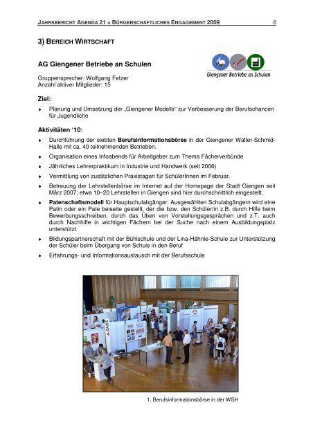 A) AGENDA 21 / Bericht aus den Arbeitsgruppen - Stadt Giengen