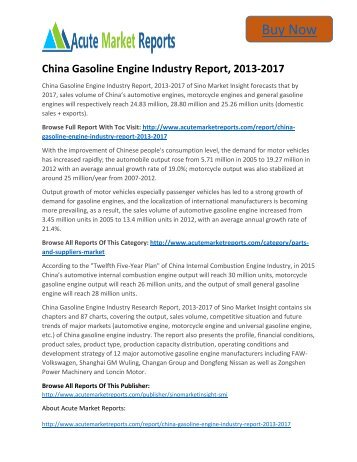 Global China Gasoline Engine  Market Growth Trends and Forecast, 2013-2017  by Acute Market Reports