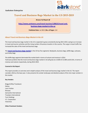 Travel and Business Bags Market in the US 2015-2019