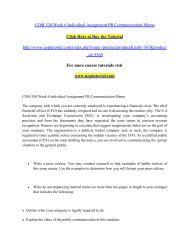 COM 530 Week 6 Individual Assignment PR Communication Memo