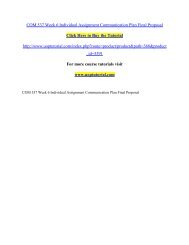COM 537 Week 6 Individual Assignment Communication Plan Final Proposal