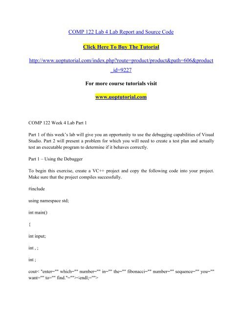 COMP 122 Lab 4 Lab Report and Source Code