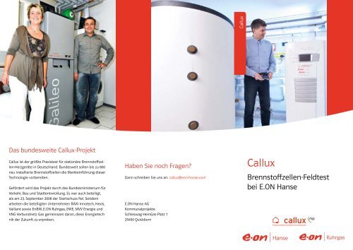 Flyer zum Callux-Feldtest - E.ON Hanse