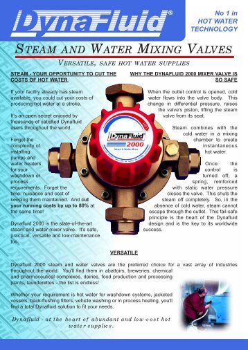 STEAM AND WATER MIXING VALVES - MG Newell Corporation