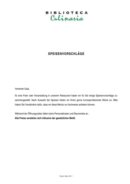 SPEISENVORSCHLÄGE