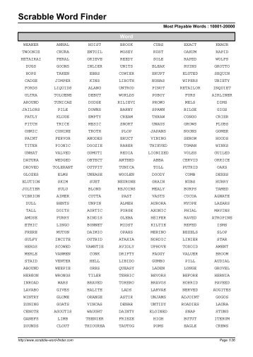 Word List - Scrabble Word Finder