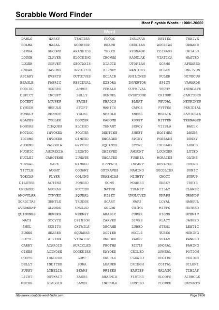 Word List - Scrabble Word Finder