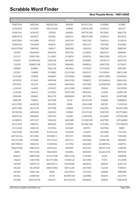 Word List - Scrabble Word Finder