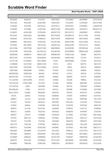 Word List - Scrabble Word Finder