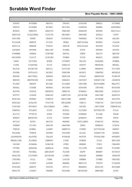 Word List - Scrabble Word Finder