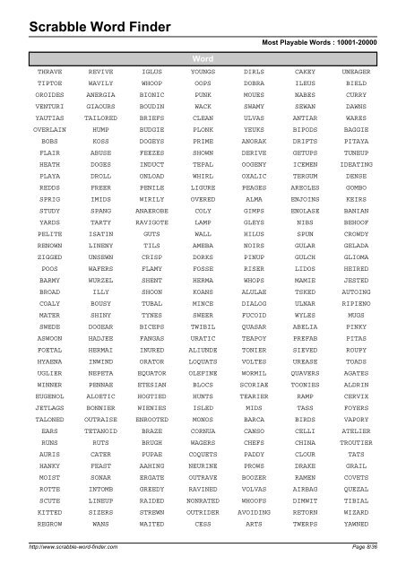 Word List - Scrabble Word Finder