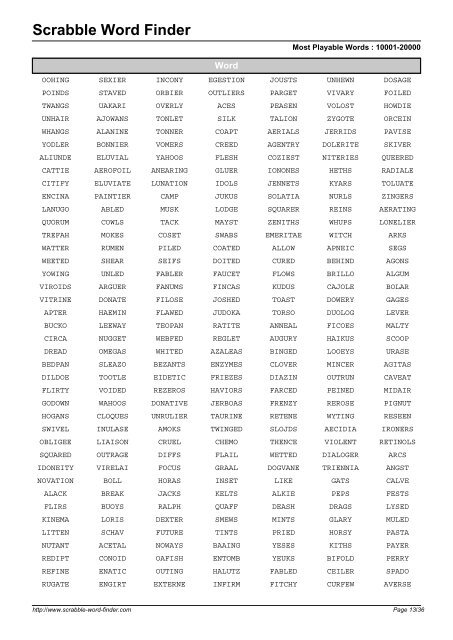 Word List - Scrabble Word Finder