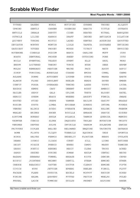 Word List - Scrabble Word Finder