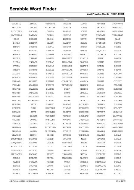 Word List - Scrabble Word Finder