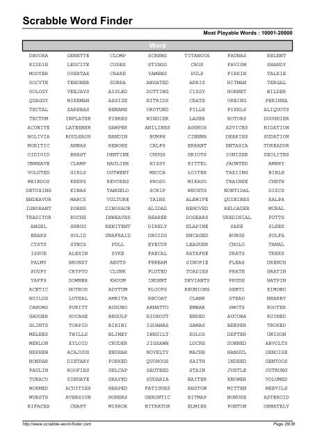 Word List - Scrabble Word Finder