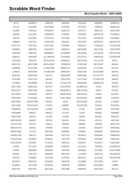 Word List - Scrabble Word Finder