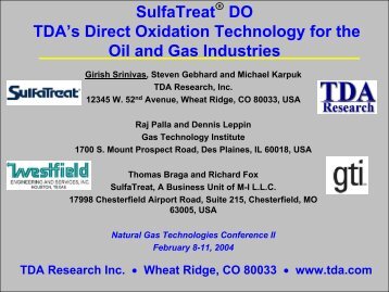 SulfaTreat DO TDA's Direct Oxidation Technology for the Oil and ...