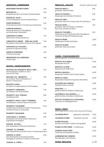 Unsere Speisekarte als PDF Dokument. - Restaurant Siani