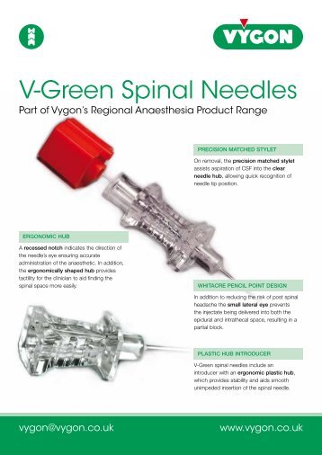 V-Green Spinal Needles (150KB) - Vygon (UK)