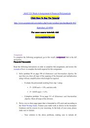 MAT 221 Week 4 Assignment 4 Financial Polynomials