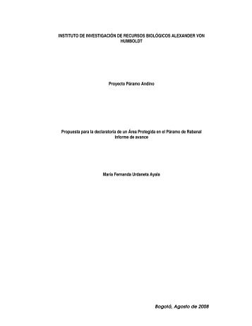 Propuesta para la declaracion de un Ã¡rea protegida en el pÃ¡ramo ...