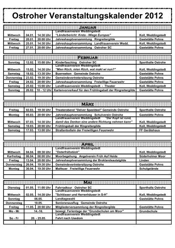 Ostroher Veranstaltungskalender 2012 - dieostroherfeiern.de