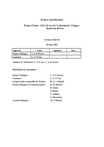 Project Specification Project Name: ATLAS Level-1 ... - Technology