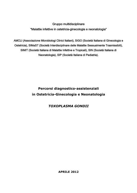 INFEZIONE CONGENITA DA TOXOPLASMA GONDII - SIMaST